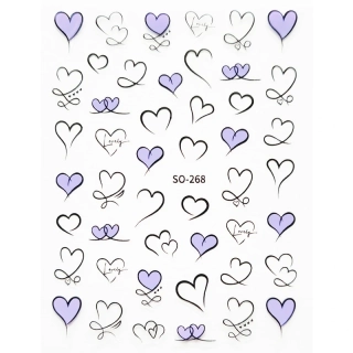 NÁLEPKY NA NEHTY 2D SRDÍČKA - FIAOVÉ