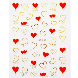 NÁLEPKY NA NEHTY 2D SRDÍČKA - ČERVENÉ
