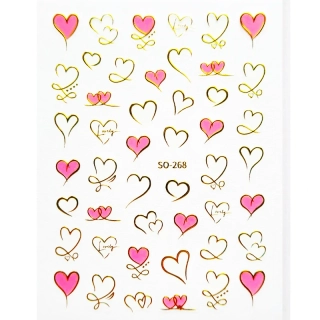 NÁLEPKY NA NEHTY 2D SRDÍČKA - RŮŽOVÉ